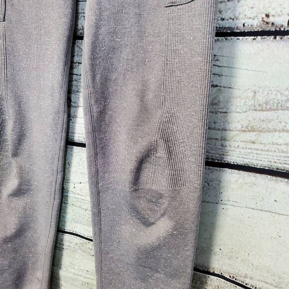 Umbro Girls L 10/12 Gray Jogger Sweatpants Pockets Ribbed Panels Stretch Drawstr - Picture 3 of 8